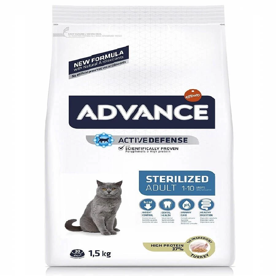 Advance Sterilized Chat à La Dinde 1,5 Kg -Animaux Fourniture Magasin advance sterilized chat la dinde 1 5 kg 2 2