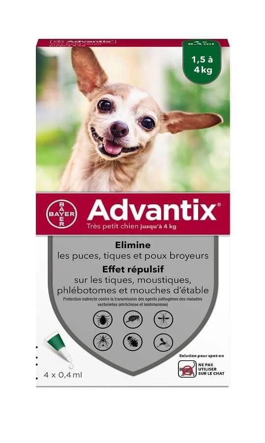 Advantix Très Petit Chien (1,5-4 Kg) - 4 Pipettes
