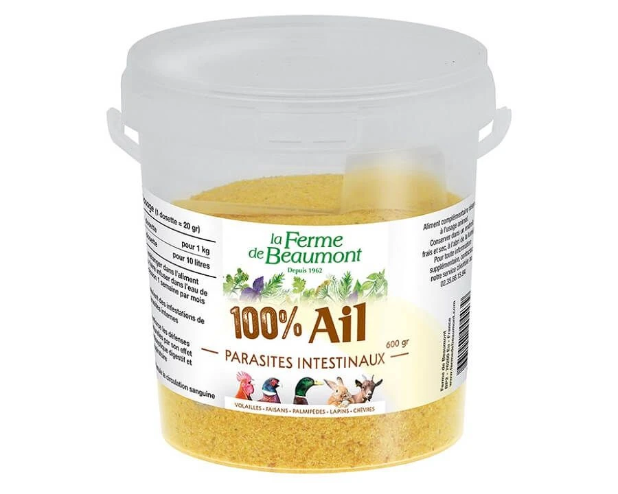 Ferme de Beaumont 100% Ail 600 g Ferme De Beaumont 100% Ail 600 G -Animaux Fourniture Magasin ail deshydrate ferme de beaumont parasites intestinaux poules volailles moutons chevres 1