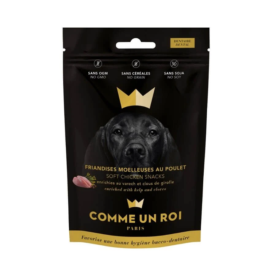 Comme Un Roi Friandises Chien Hygiène Dentaire 100 g Comme Un Roi Friandises Chien Hygiène Dentaire 100 G -Animaux Fourniture Magasin comme un roi friandises sans cereale poulet varech pour la dentition chien 100 gr p image 29338 grande 1