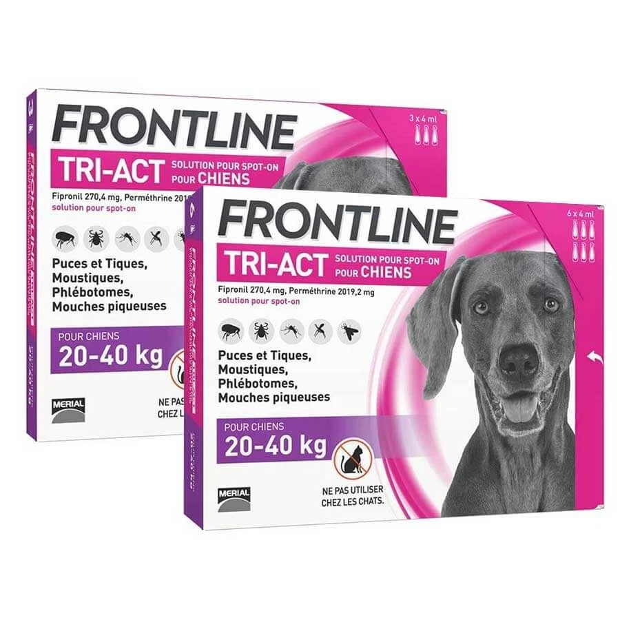 Frontline Tri Act Spot On Grand Chien 20 - 40 Kg 6 Pipettes + 3 Pipettes