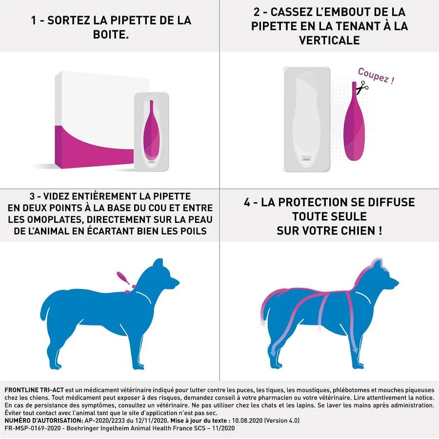 Frontline Tri Act spot on Grand Chien 20 - 40 kg 6 pipettes + 3 pipettes Frontline Tri Act Spot On Grand Chien 20 - 40 Kg 6 Pipettes + 3 Pipettes -Animaux Fourniture Magasin frontline tri act chien2 13
