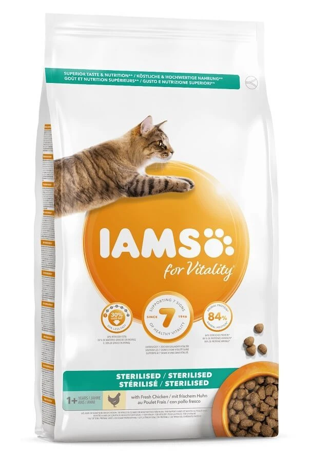 IAMS Vitality Chat Stérilisé Poulet 10 Kg -Animaux Fourniture Magasin iams vitality croquettes chat ste rilise poulet