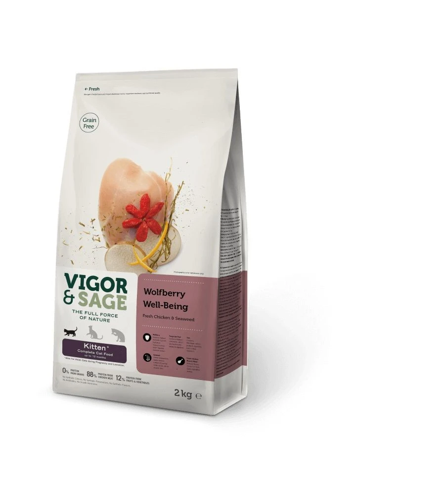 Vigor & Sage Chaton Baie de Goji / Poulet 2 kg - Destockage Vigor & Sage Chaton Baie De Goji / Poulet 2 Kg - Destockage -Animaux Fourniture Magasin vigor sage croquettes chaton baie de goji poulet 2 kg